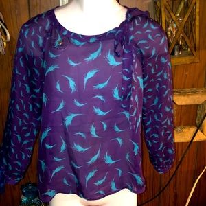 2/$20 LOFT purple and teal blouse size SM/XS NEW